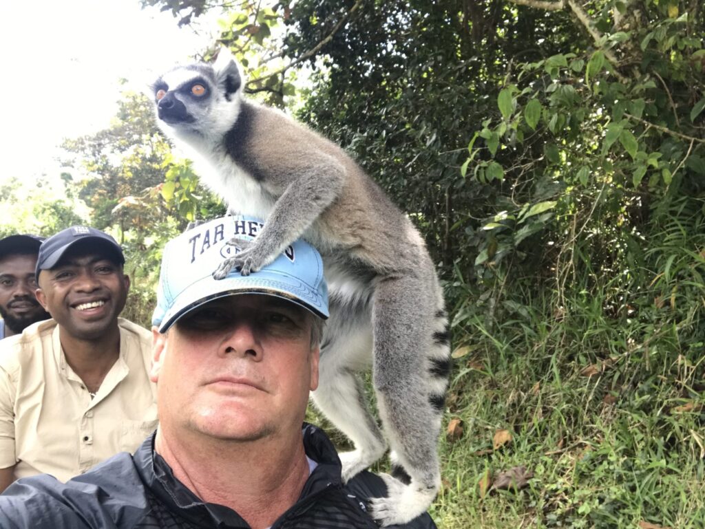 Lemur in Madagascar loving my hat!