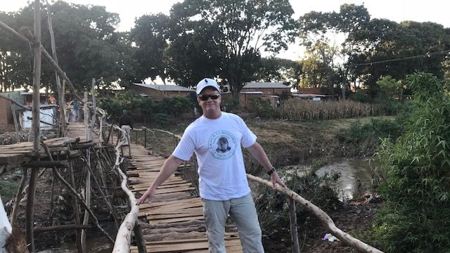Stick bridge at the Malawi market