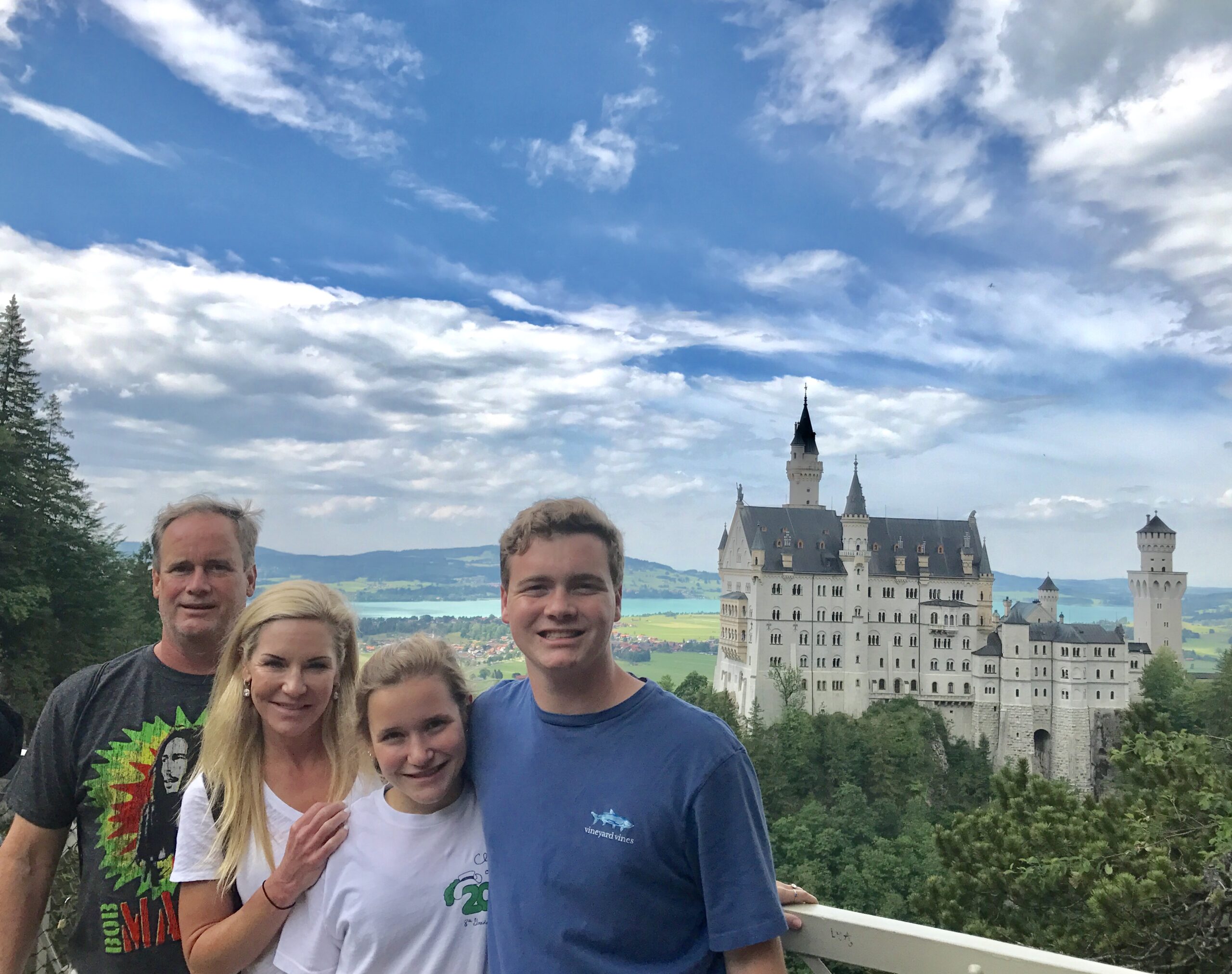 Family at Neuschwanstein Castle near Füssen in southwest Bavaria, Germany